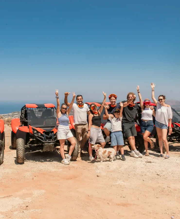Guided buggy tour in Souda, Chania with guests and off-road buggies